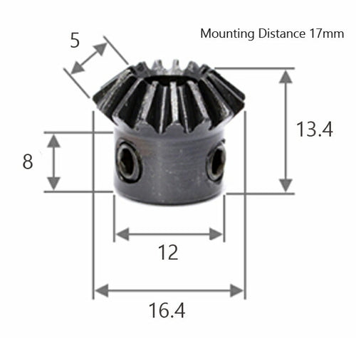 Module 1 Number of Teeth 15 Bore 5mm Ratio 1:1 Bevel Gear in Steel ...